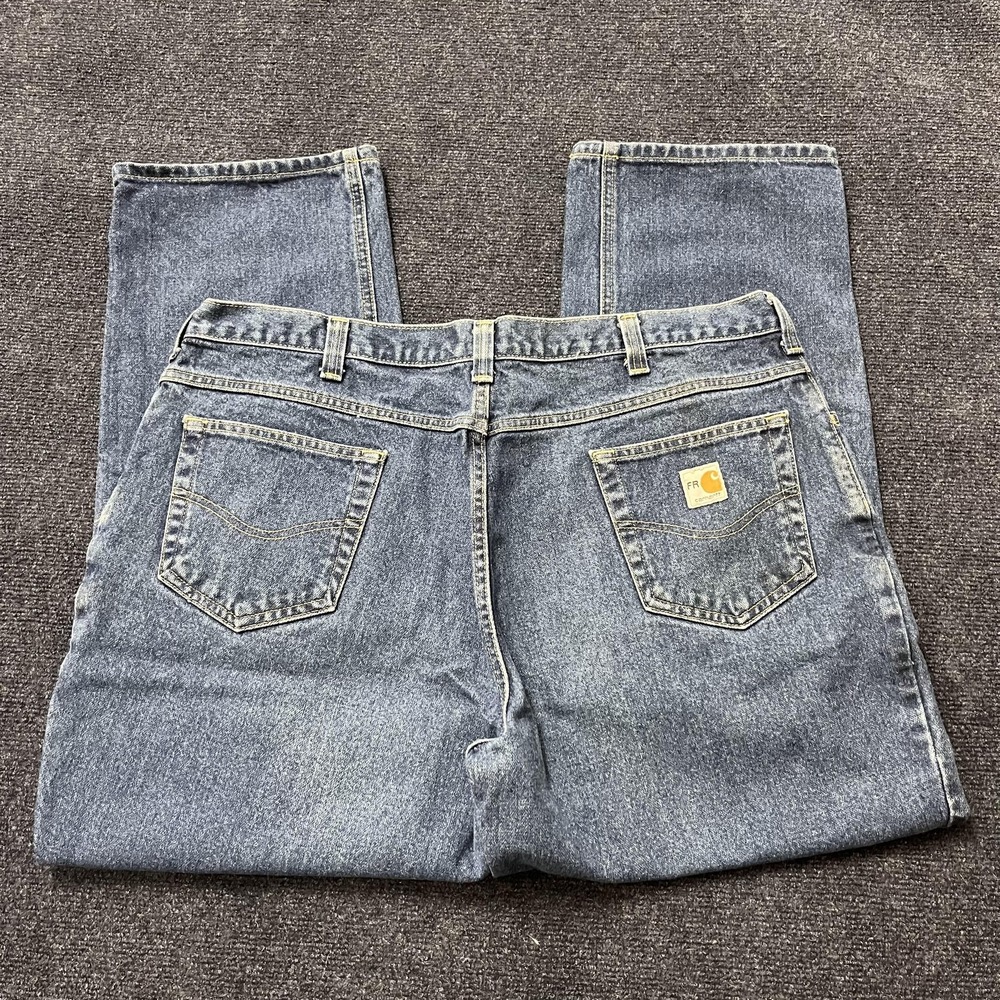 Carhartt FR Jeans‎ Mens 41x31 Blue Denim Straight Leg Flame Resistant Workwear